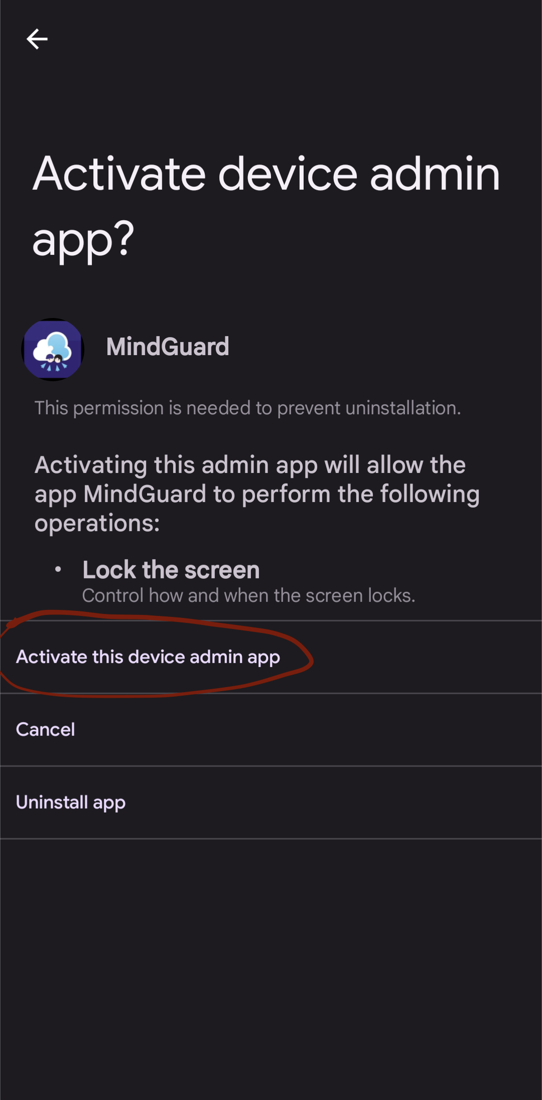Prevent Uninstall Step 2
